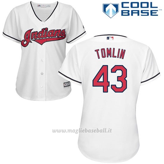 Maglia Baseball Donna Cleveland Indians 43 Josh Tomlin 1ªCool Base